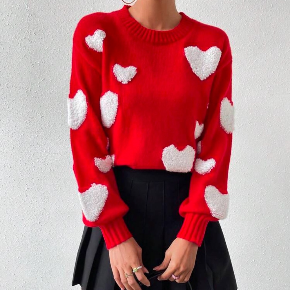 Rebellious Rose Red Heart Sweater